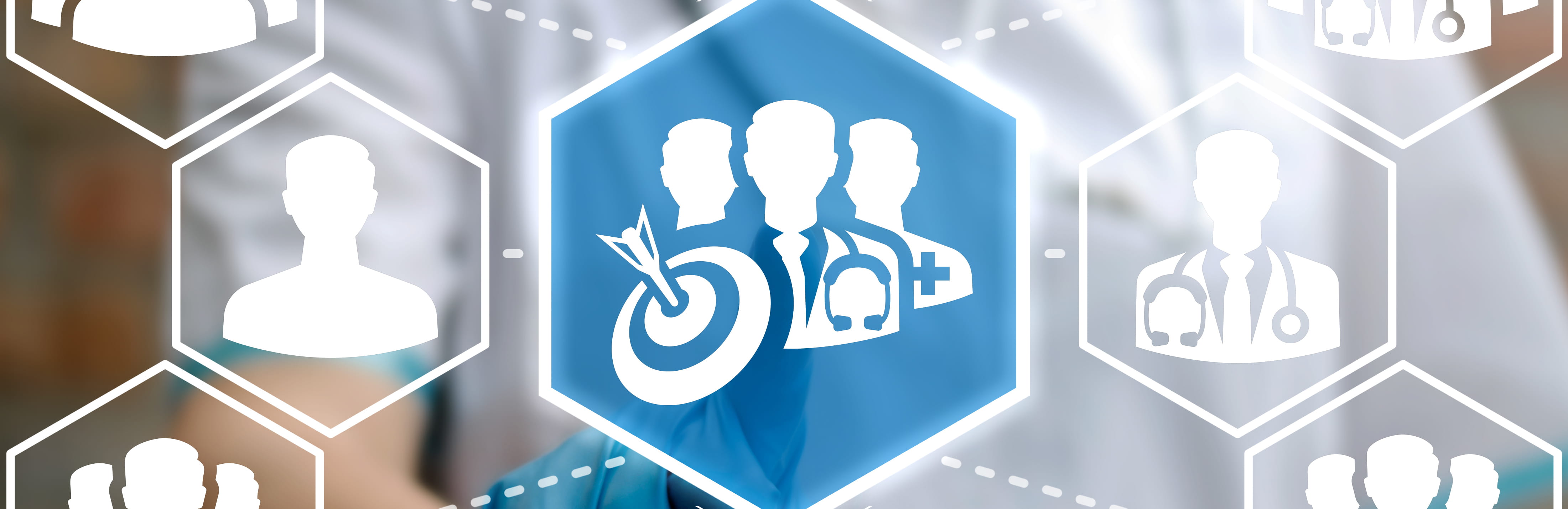 Hand touching doctors icon on virtual screen - modern healthcare and medical concepts